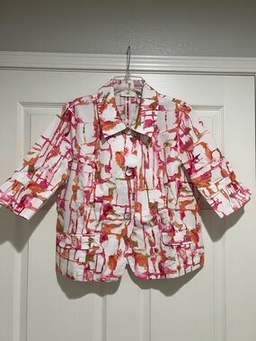 Chico’s Pink & Orange Abstract Print Jacket